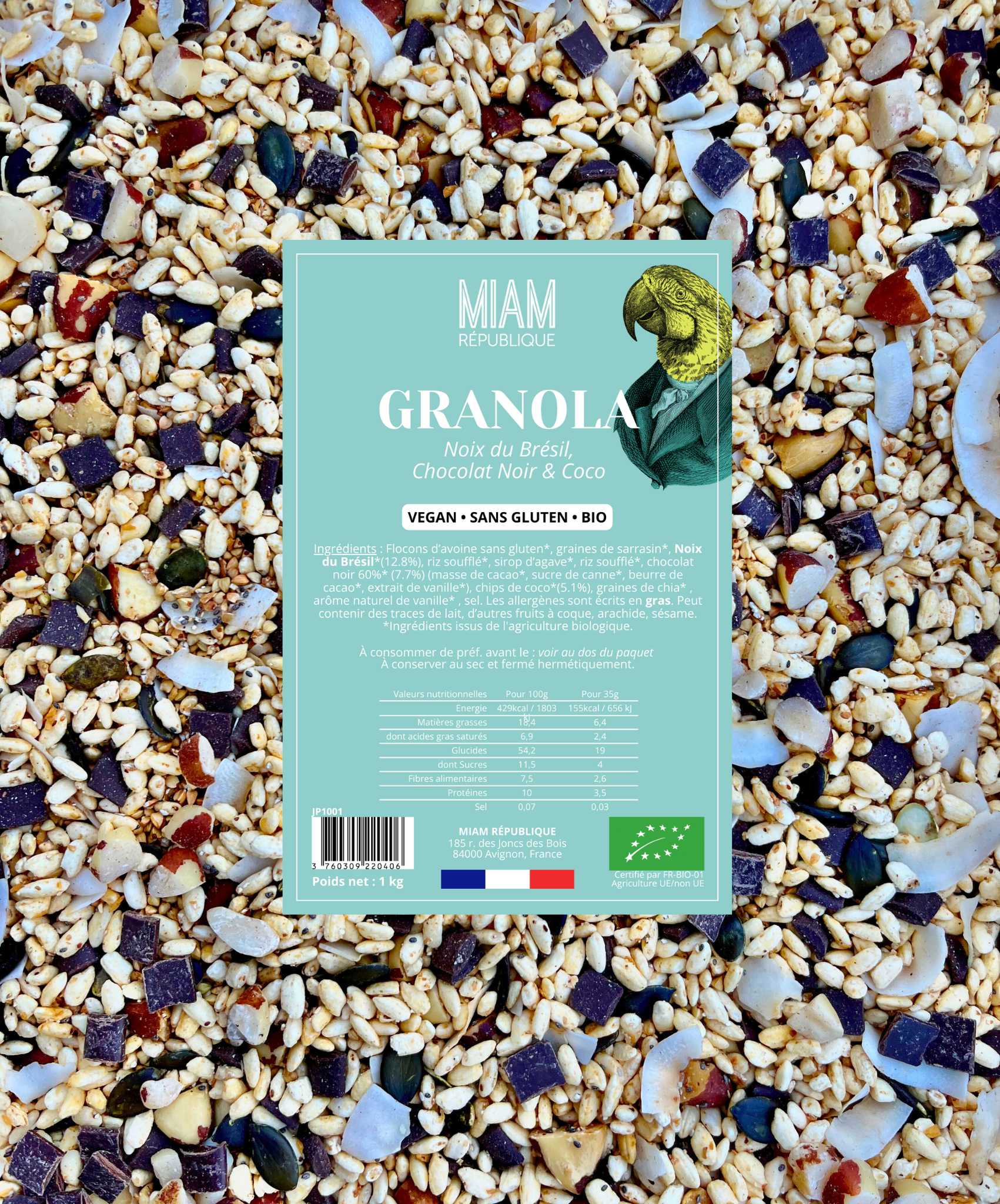 Granola Bio Noix du Brésil, Choco Noir & Coco - Vegan, Sans Gluten