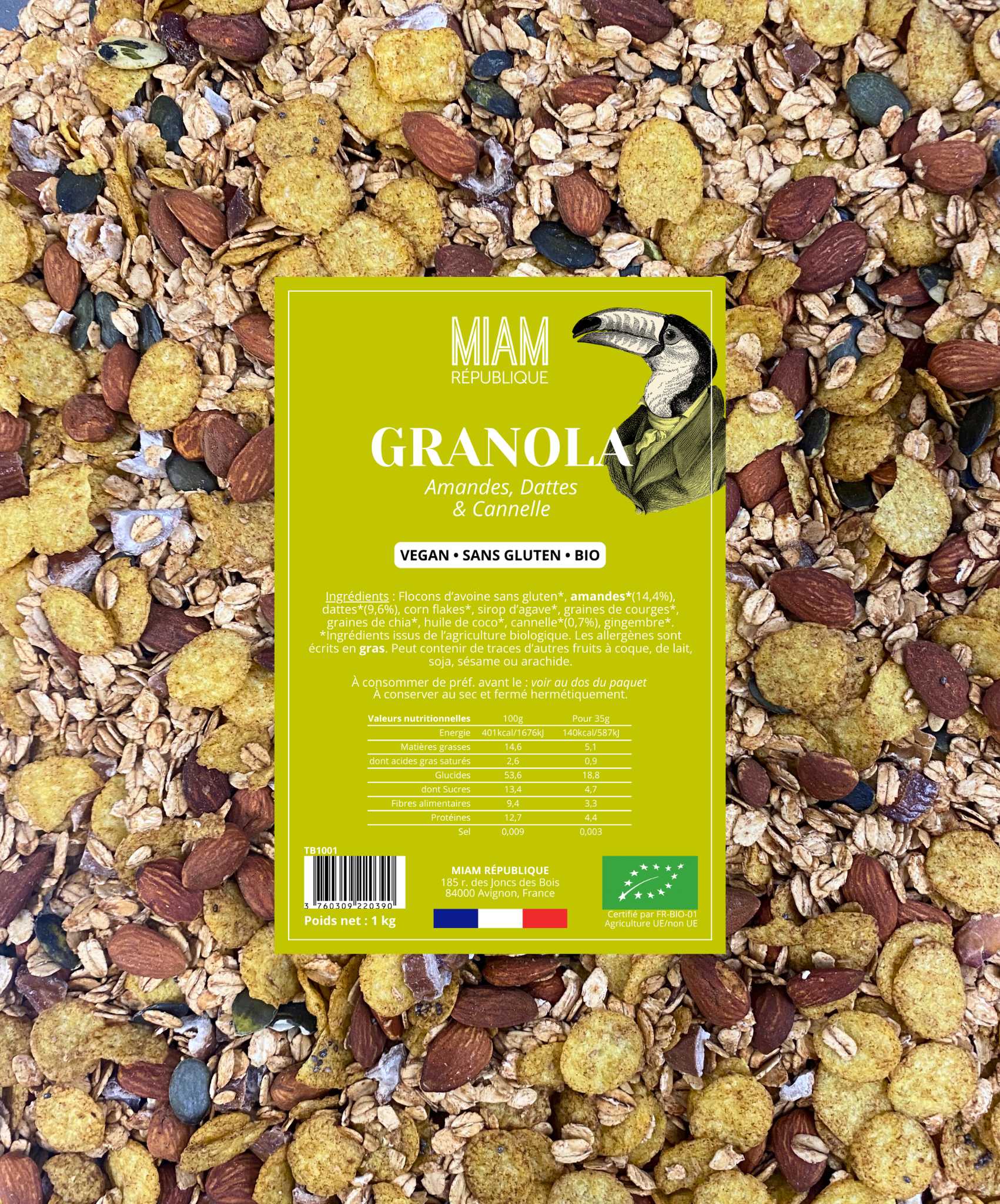 Granola bio Amandes, Dattes & Cannelle - Vegan, Sans Gluten